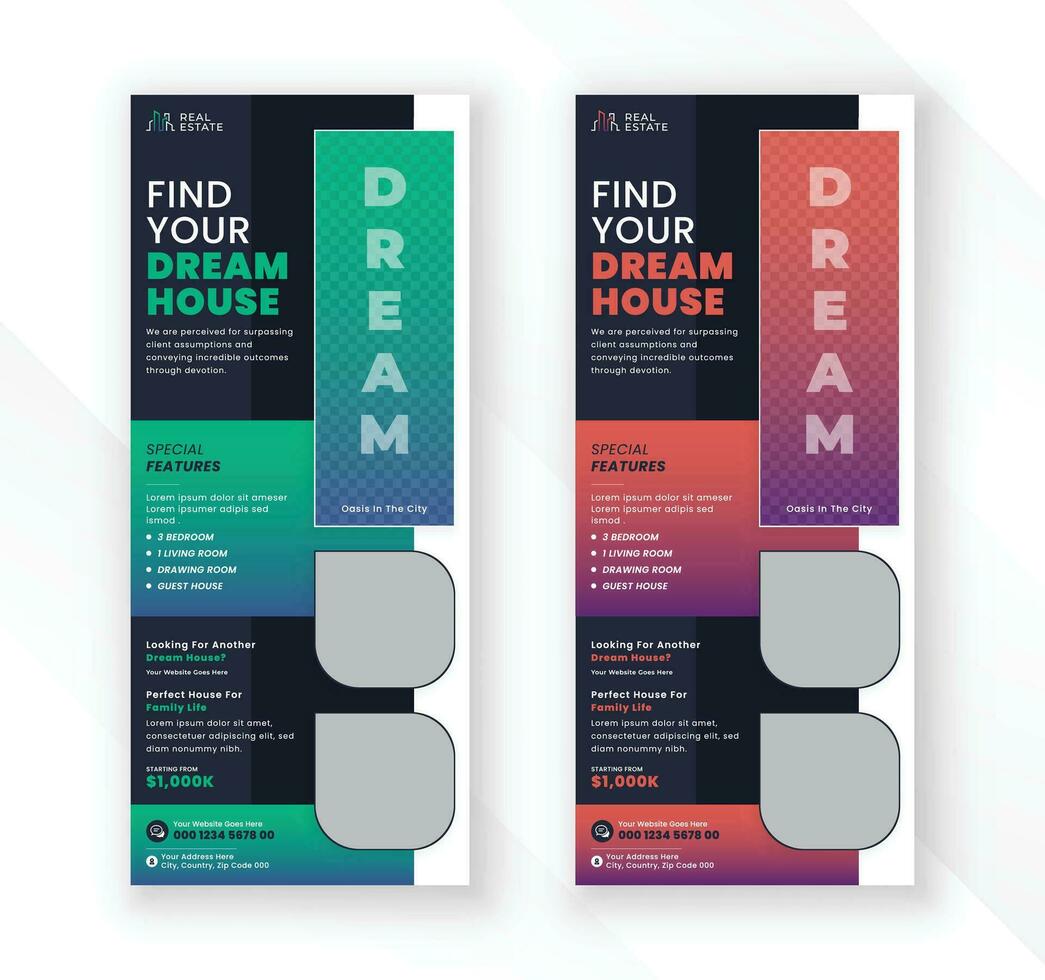 Dark colorful real estate business agency and industrial roll up display exhibition standee banner vector