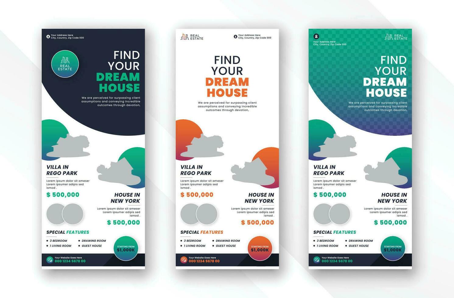 Modern house sell real estate and industrial roll up standee display banner vector