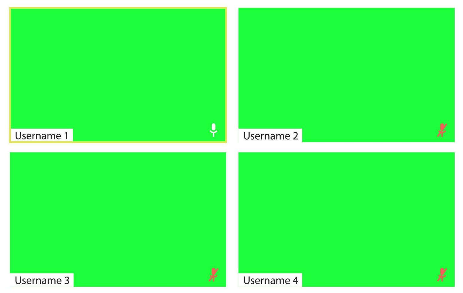 Video call layout. An application window with a place to insert your image or video vector