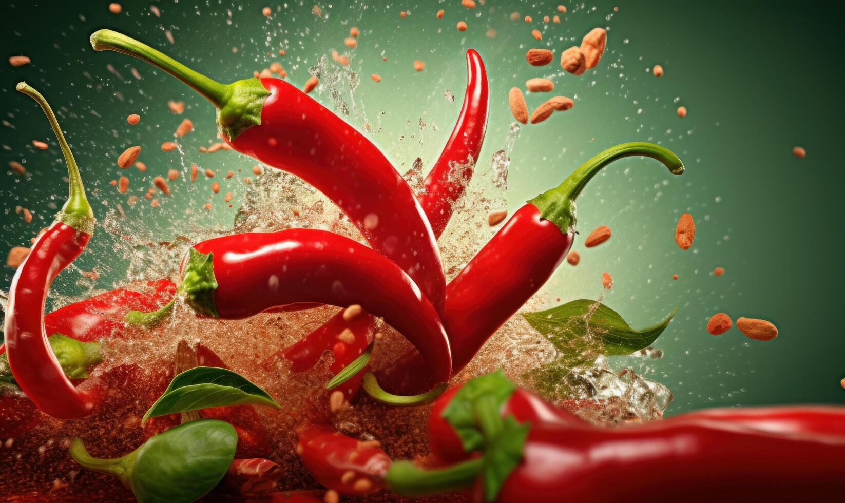 Red Chilli Peppers Background For Social Media Advertising and Marketing. photo