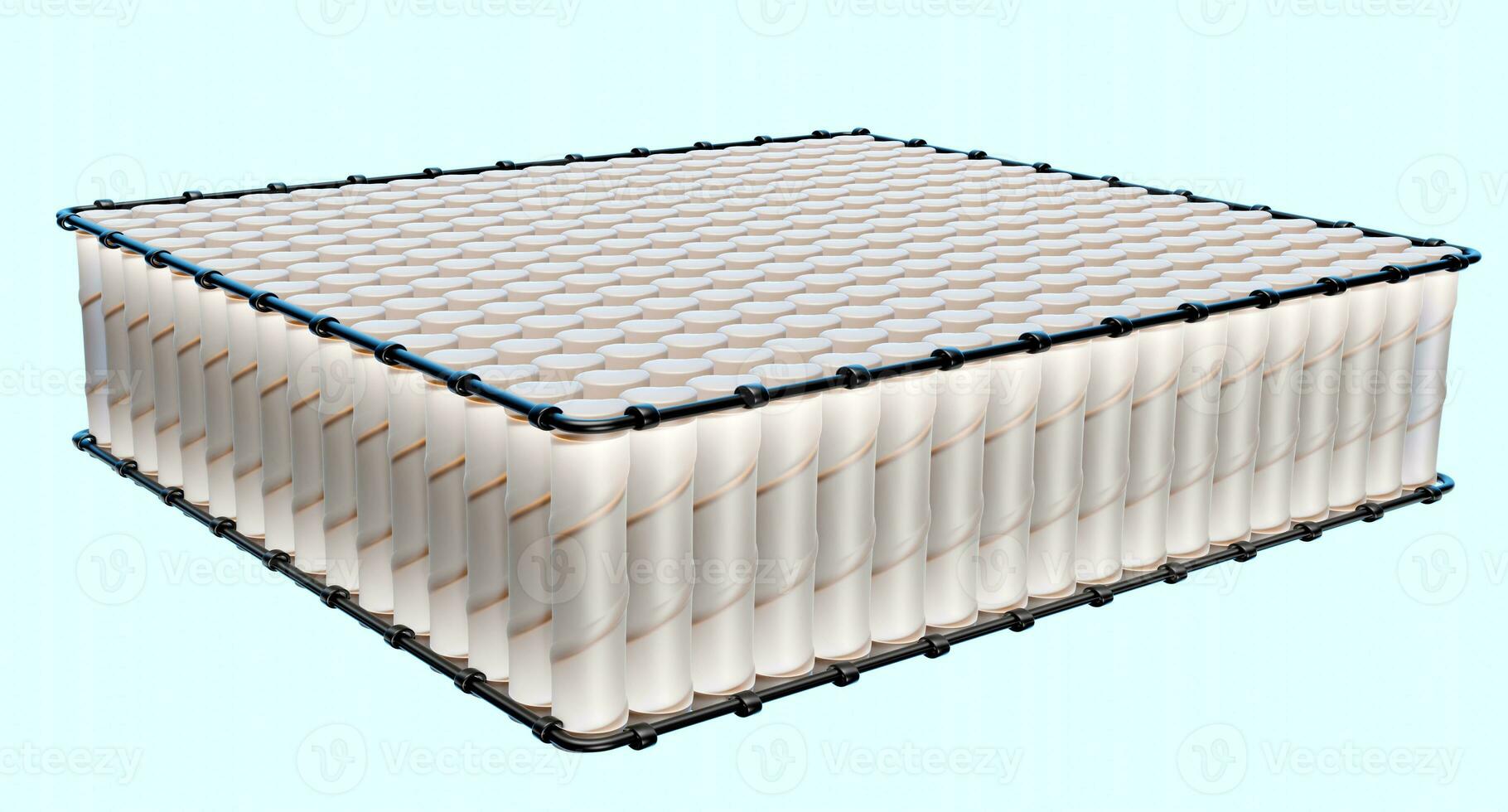 pocket springs for structure mattress isolated on blue background. 3d render illustration, clipping path photo