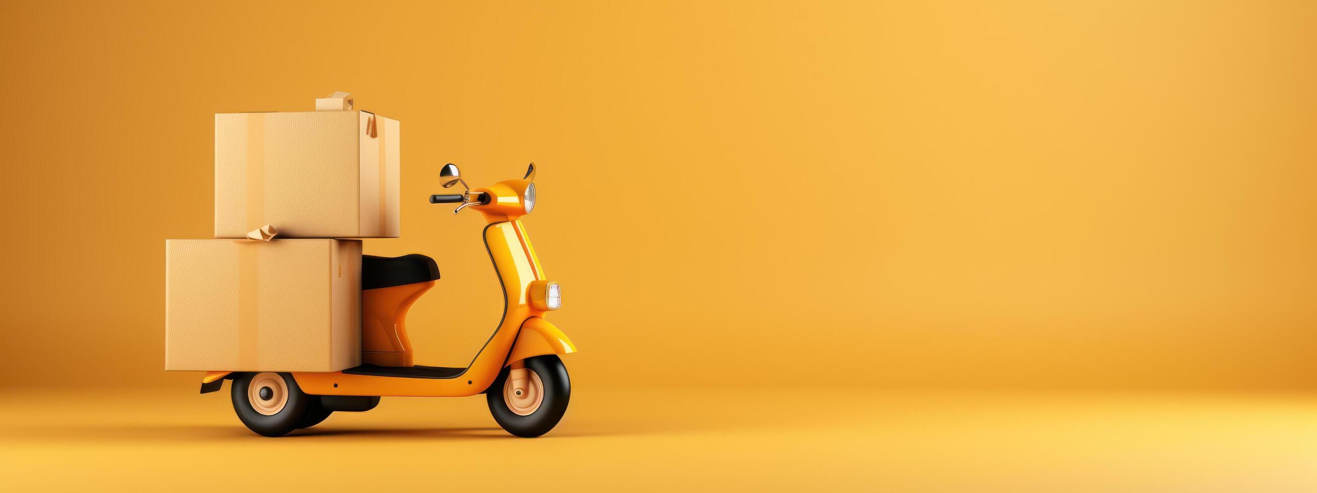 Online Delivery Concept, Fast Respond Delivery By Scooter Motorcycle. photo