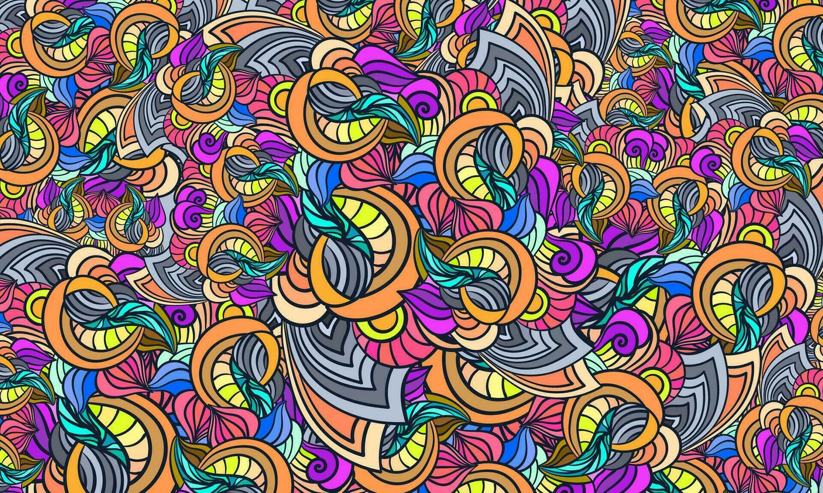 abstract hand-drawn pattern, floral background. Colorful vector illustration
