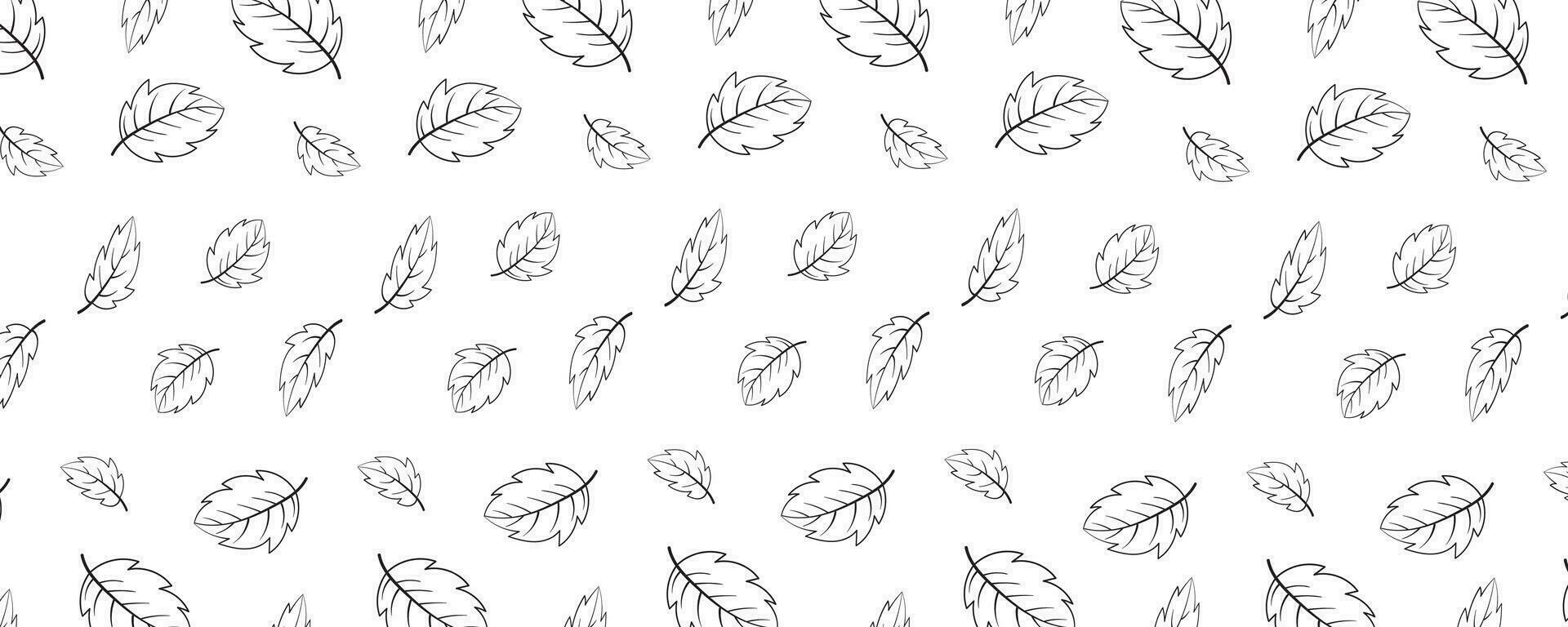 abstract pattern leaves. Black and white vector illustration.
