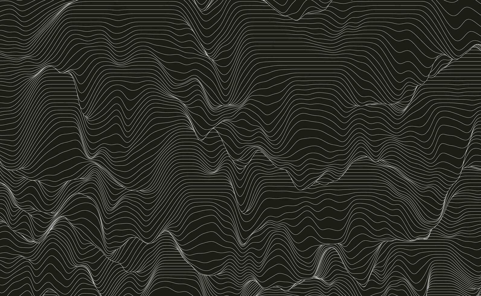 Black abstract background design. Modern wavy line pattern in monochrome colors. vector