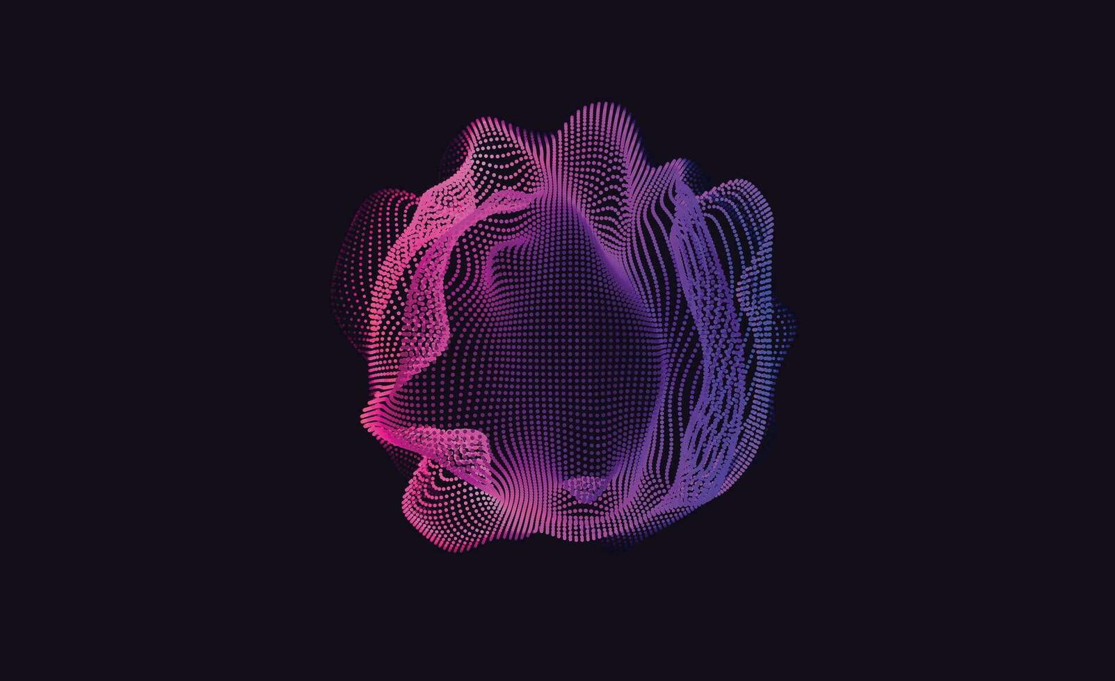 Abstract Digital Circles of Particles with Noise. Futuristic Circular Sound Wave. Big Data Visualization. 3D Virtual Space VR Cyberspace. Crypto Currency Concept. vector