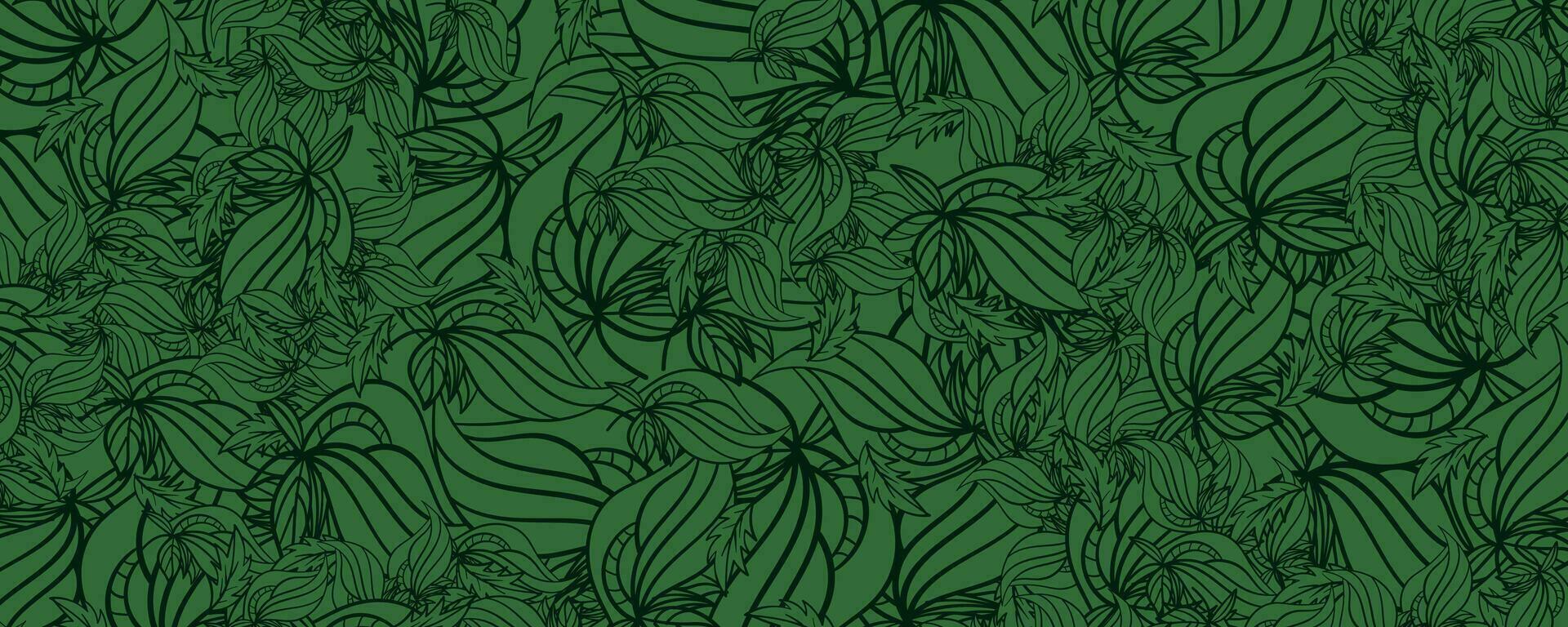 oscuro verde modelo con mano dibujado tropical flores vector ilustración.
