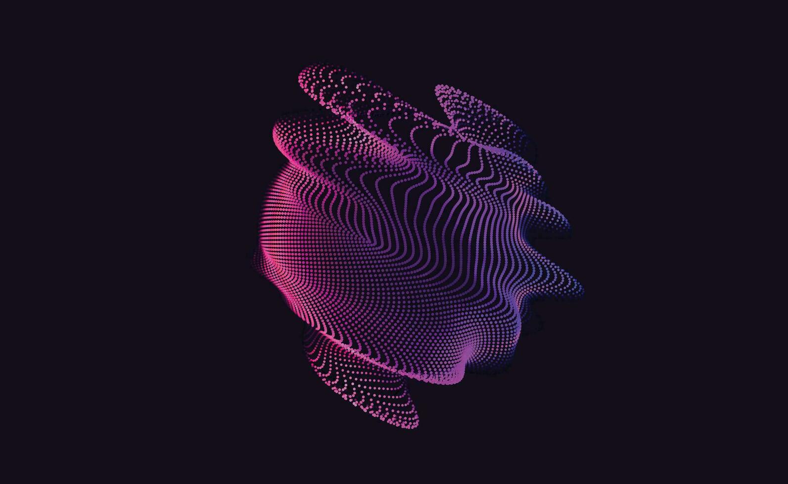 Abstract Digital Circles of Particles with Noise. Futuristic Circular Sound Wave. Big Data Visualization. 3D Virtual Space VR Cyberspace. Crypto Currency Concept. vector