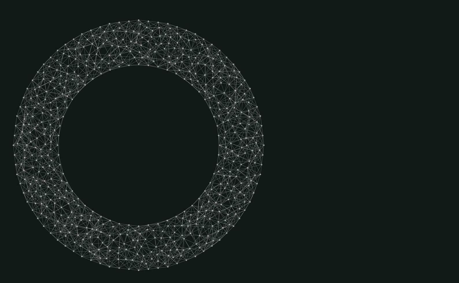 Abstract Digital Circles of Particles with Noise. Futuristic Circular Sound Wave. Big Data Visualization. 3D Virtual Space VR Cyberspace. Crypto Currency Concept. vector