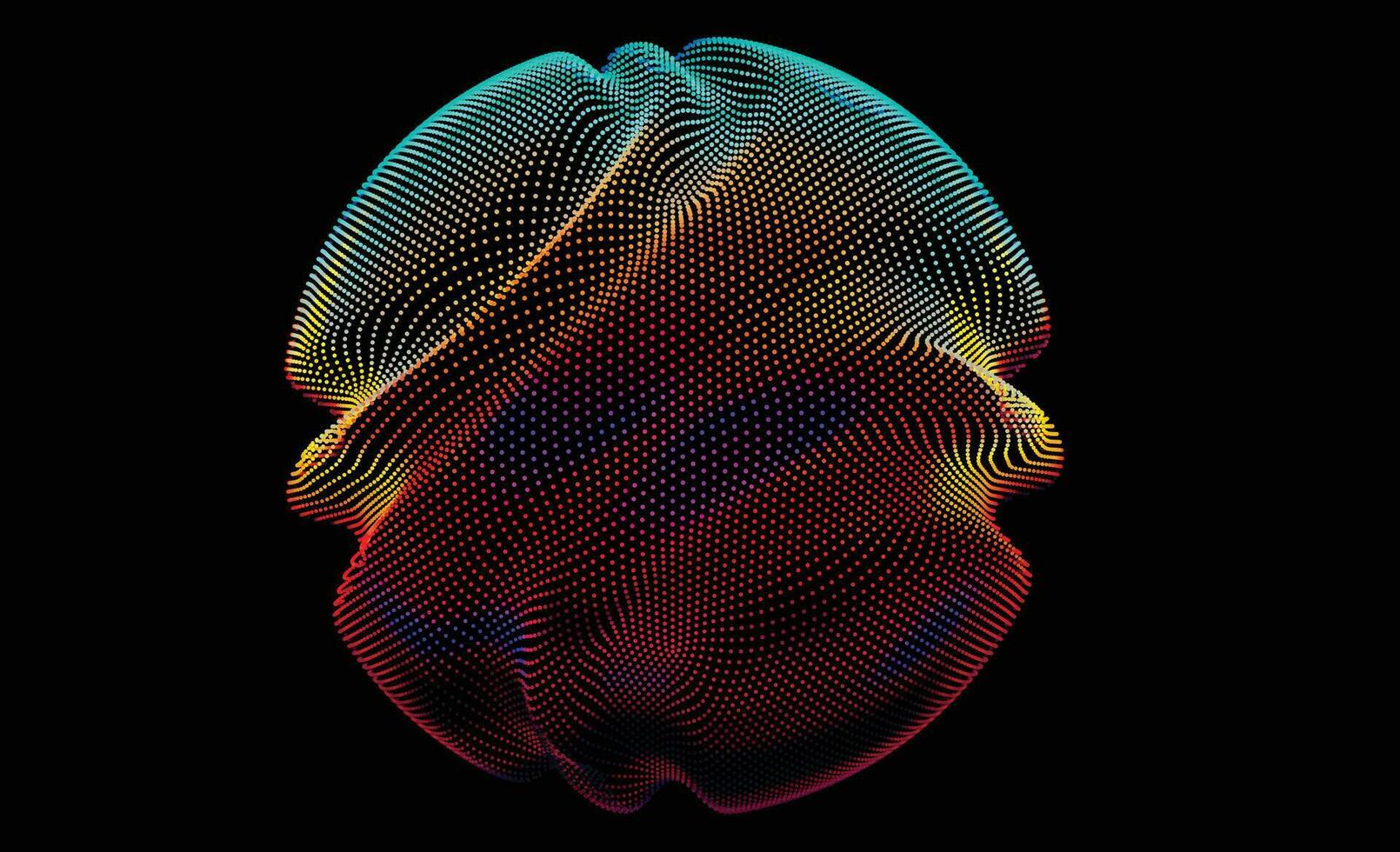 Abstract Digital Circles of Particles with Noise. Futuristic Circular Sound Wave. Big Data Visualization. 3D Virtual Space VR Cyberspace. Crypto Currency Concept. vector