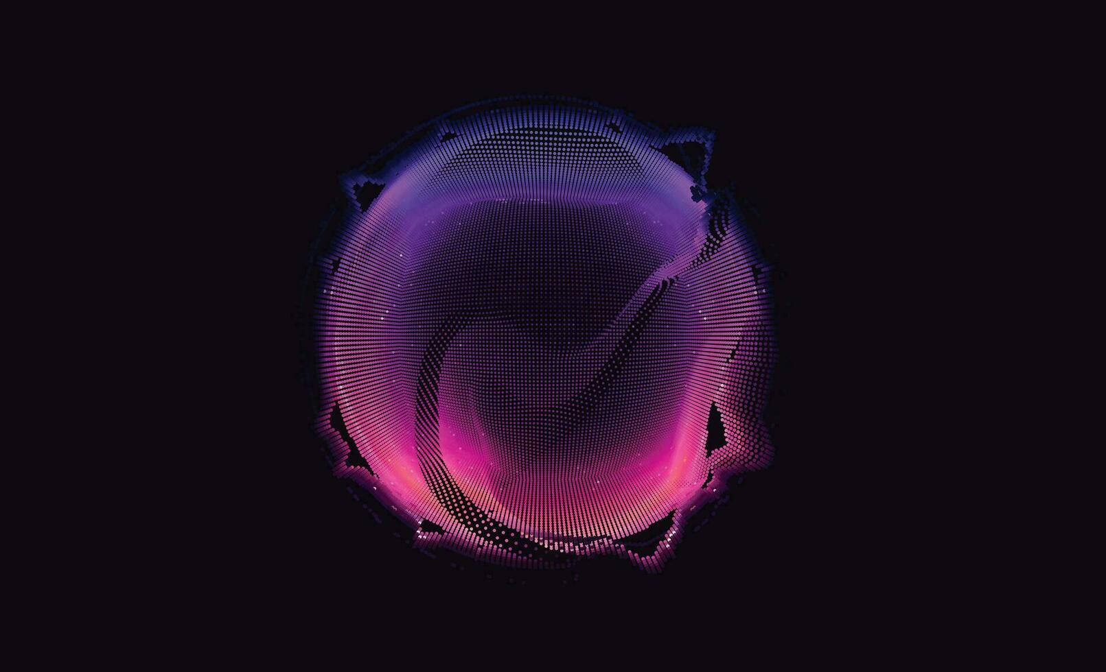 Abstract Digital Circles of Particles with Noise. Futuristic Circular Sound Wave. Big Data Visualization. 3D Virtual Space VR Cyberspace. Crypto Currency Concept. vector