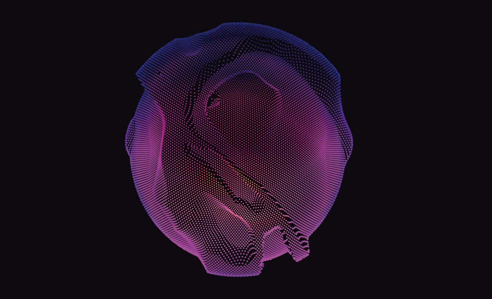 Abstract Digital Circles of Particles with Noise. Futuristic Circular Sound Wave. Big Data Visualization. 3D Virtual Space VR Cyberspace. Crypto Currency Concept. vector