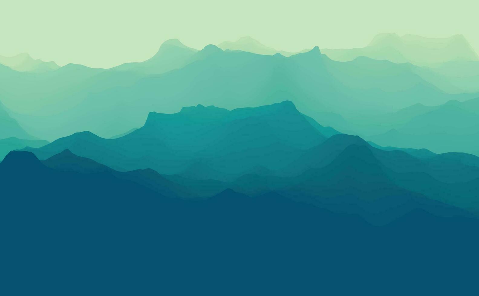 The abstract vector image reforestation in the foreground and different levels of the mountains in the background. Mountain landscape. Forest in the mountains. Untouched nature. Majestic mountains.