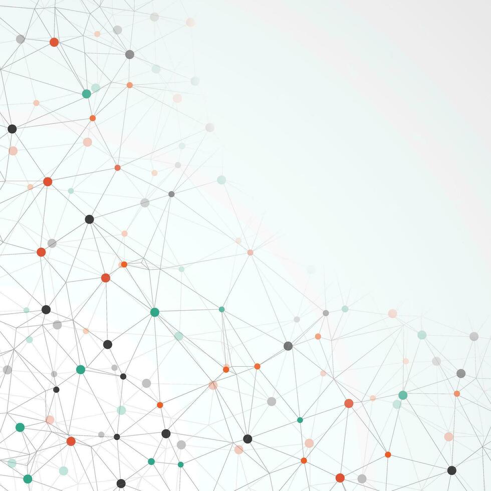 Abstract lines and dots connect background. Technology connection digital data and big data concept. vector