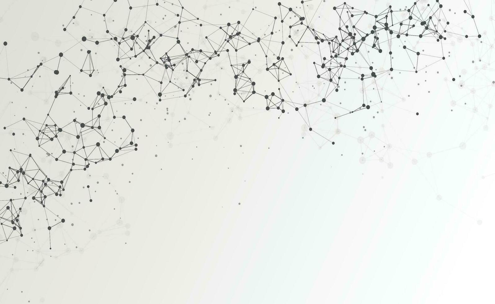Social media communication digital concept. Network nodes greyscale plexus background. Nanotechnology backdrop. Global social media network space vector. Circle nodes and line elements. vector