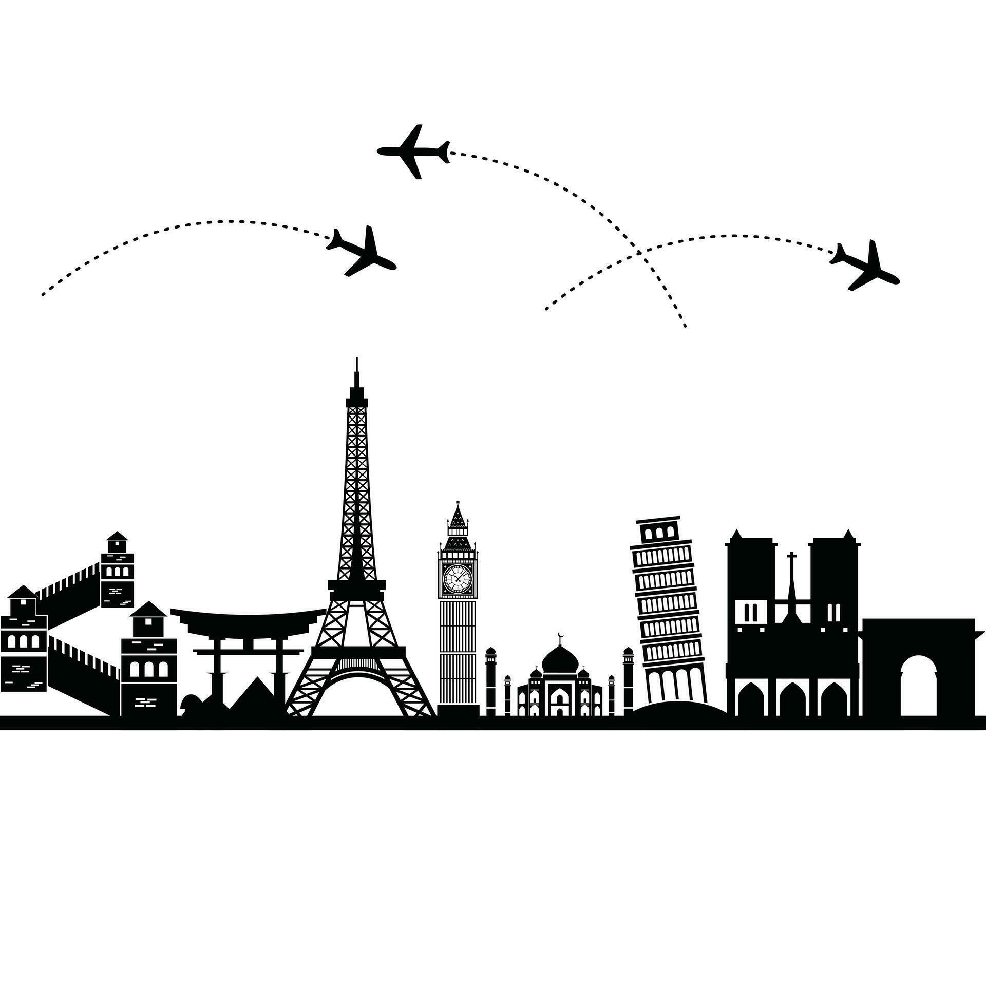 Paper cut landmarks. Travel the world background, skyline advertising ...
