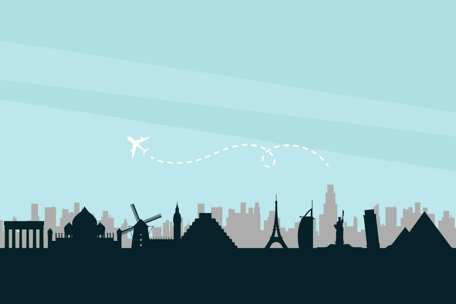 Paper cut landmarks. Travel the world background, skyline advertising card, Paris London Rome buildings silhouettes. cityscape illustration vector