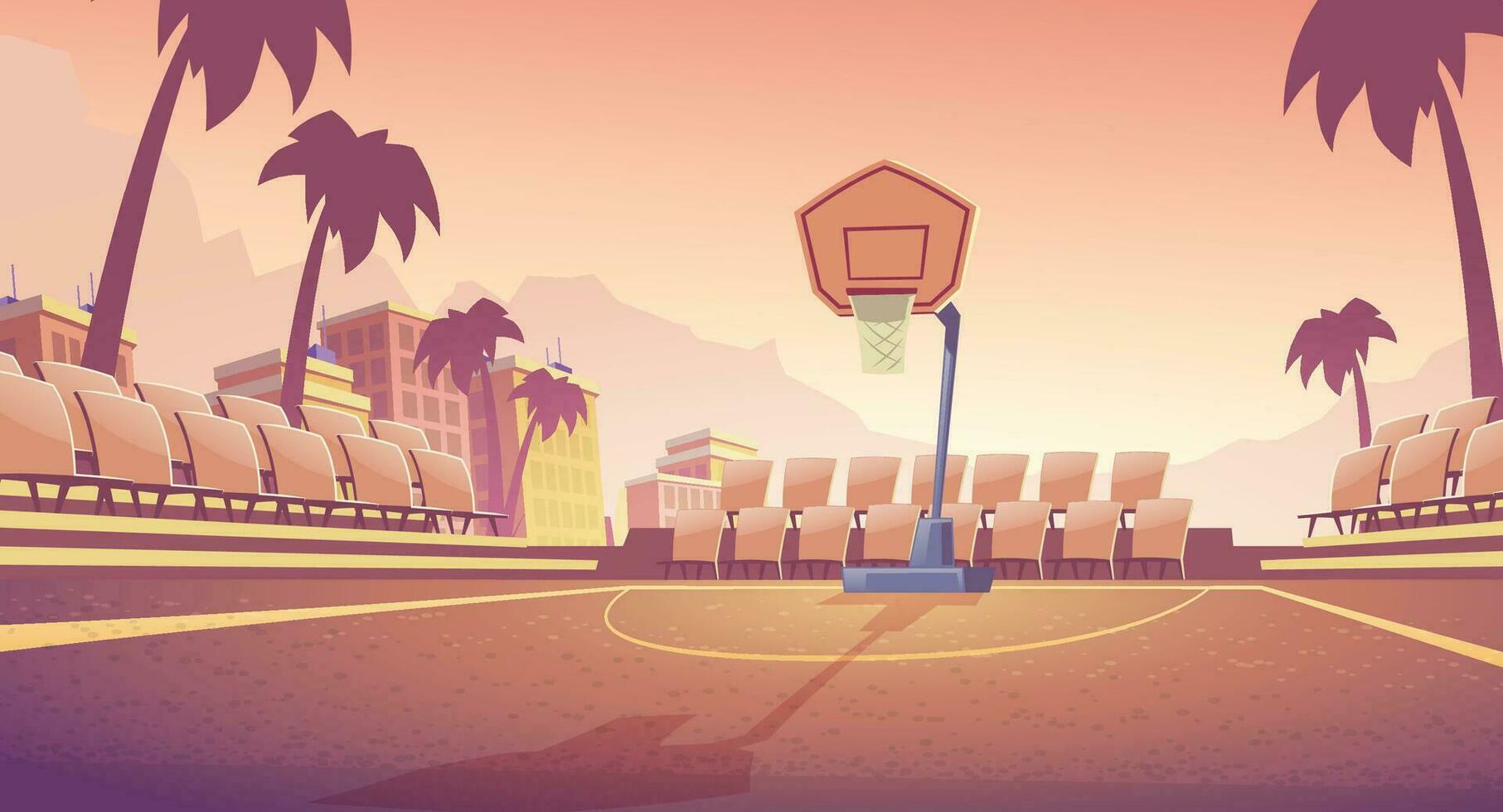 Empty basketball court scene illustration vector