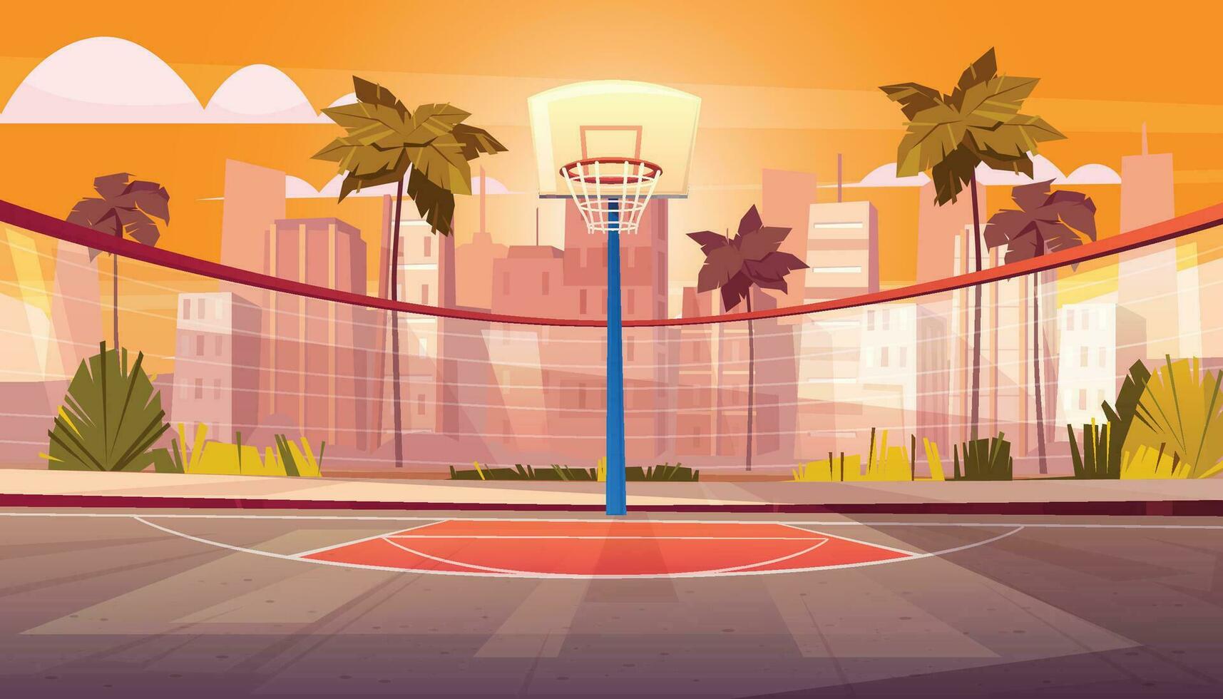 vacío baloncesto Corte escena ilustración vector