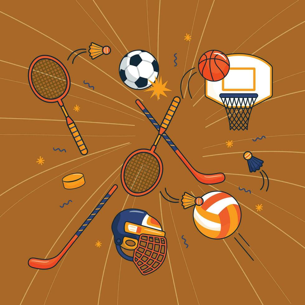 Vector background with sport equipment