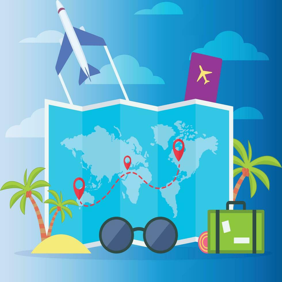 World tourism day, travel concept vector illustration