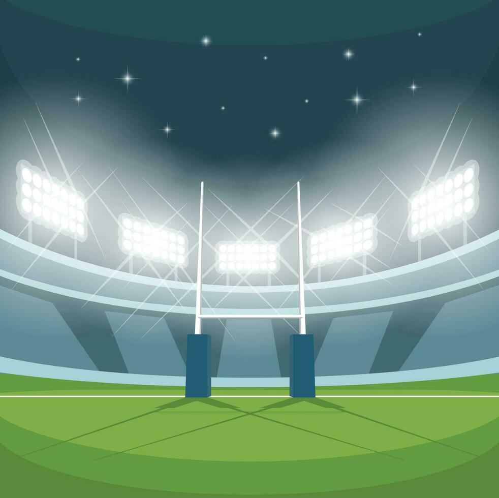 Night Cricket stadium illustration vector. Football night stadium background vector. vector