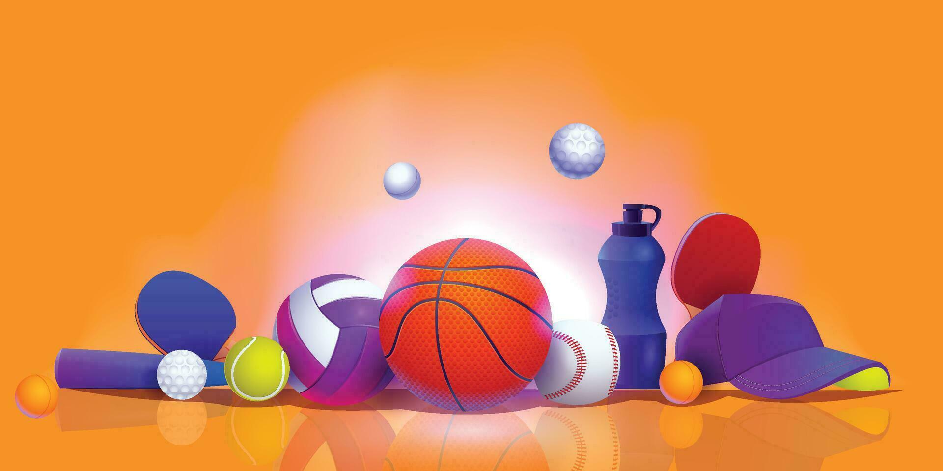 Vector background with sport equipment