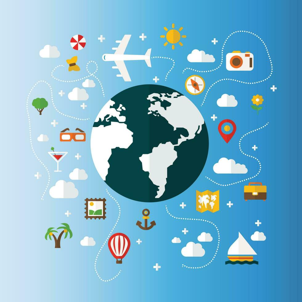 Travel and tourism background vector