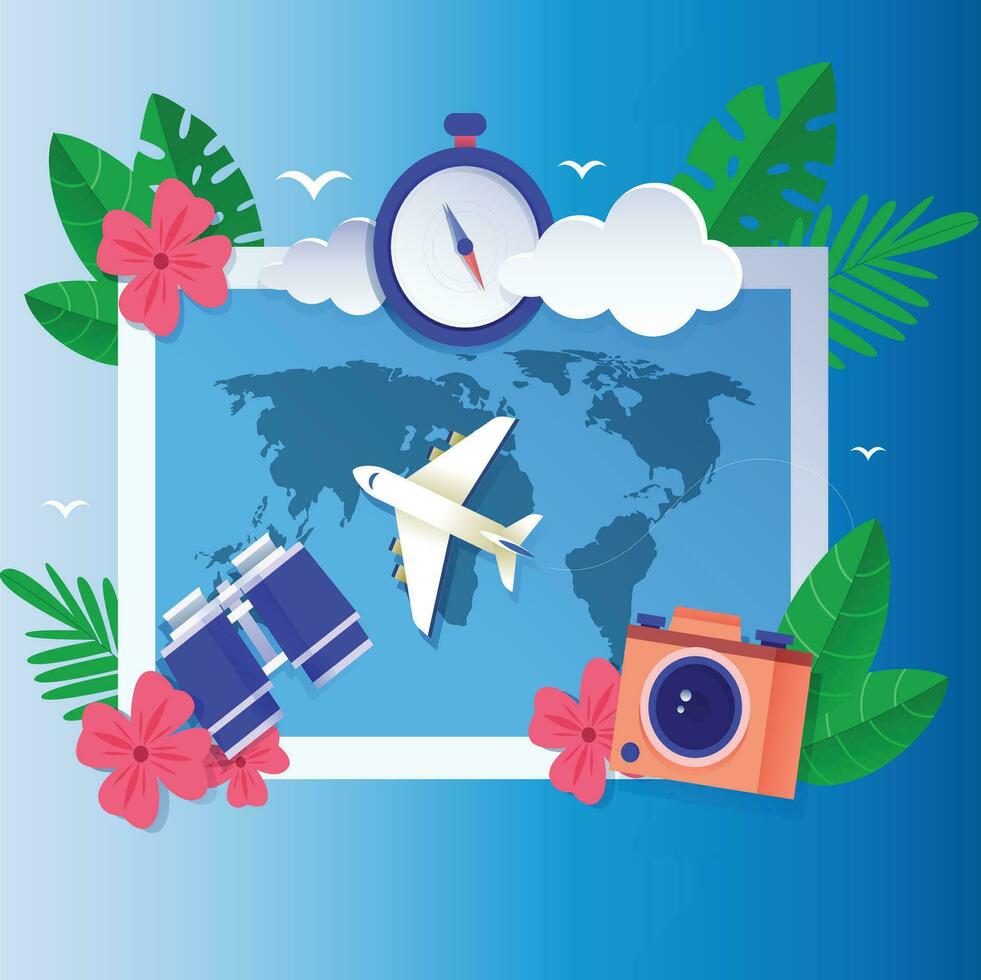Travel and tourism background vector