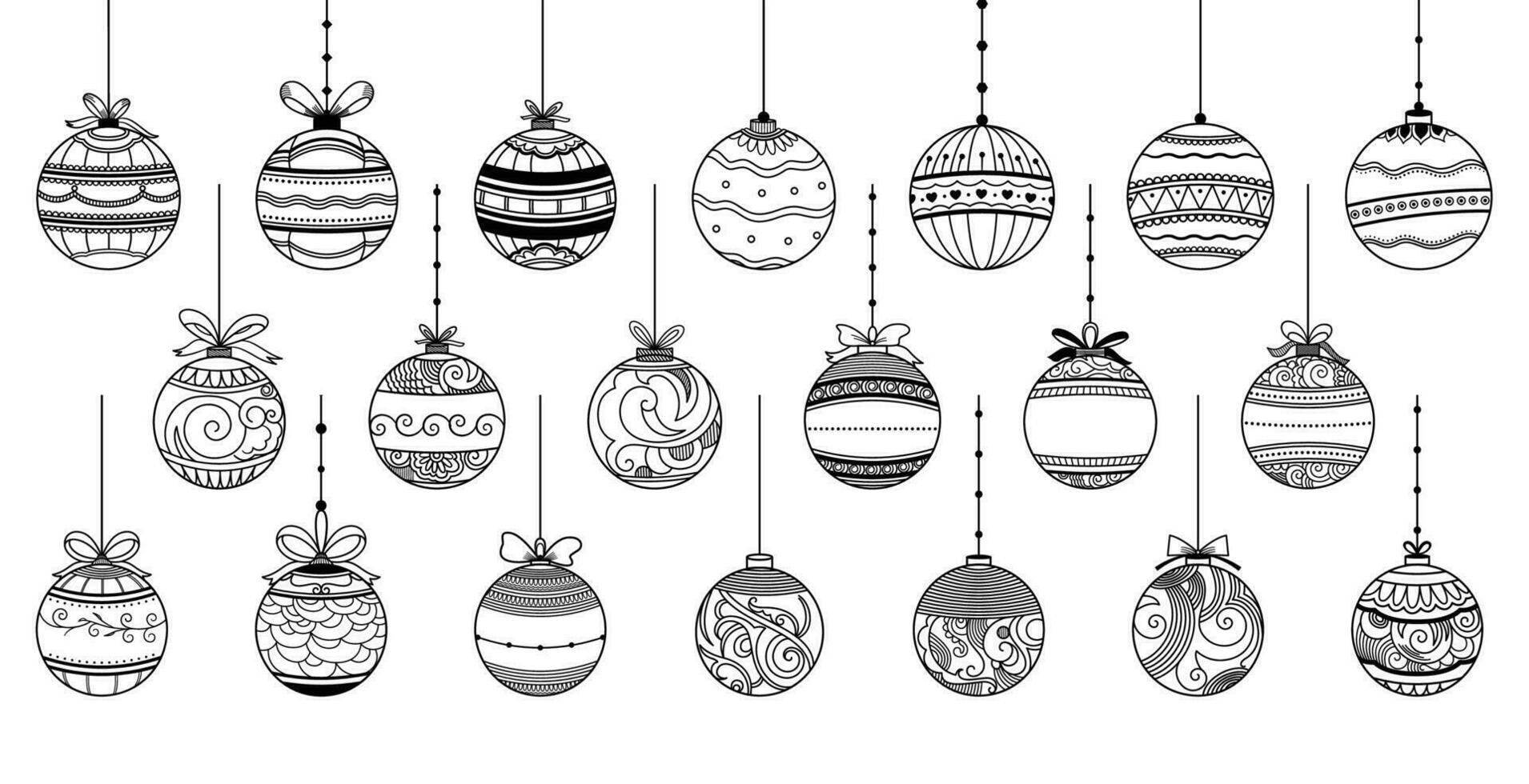 Christmas ball line icon.Set of simple christmas balls isolated on white background.Holiday christmas decoration vector