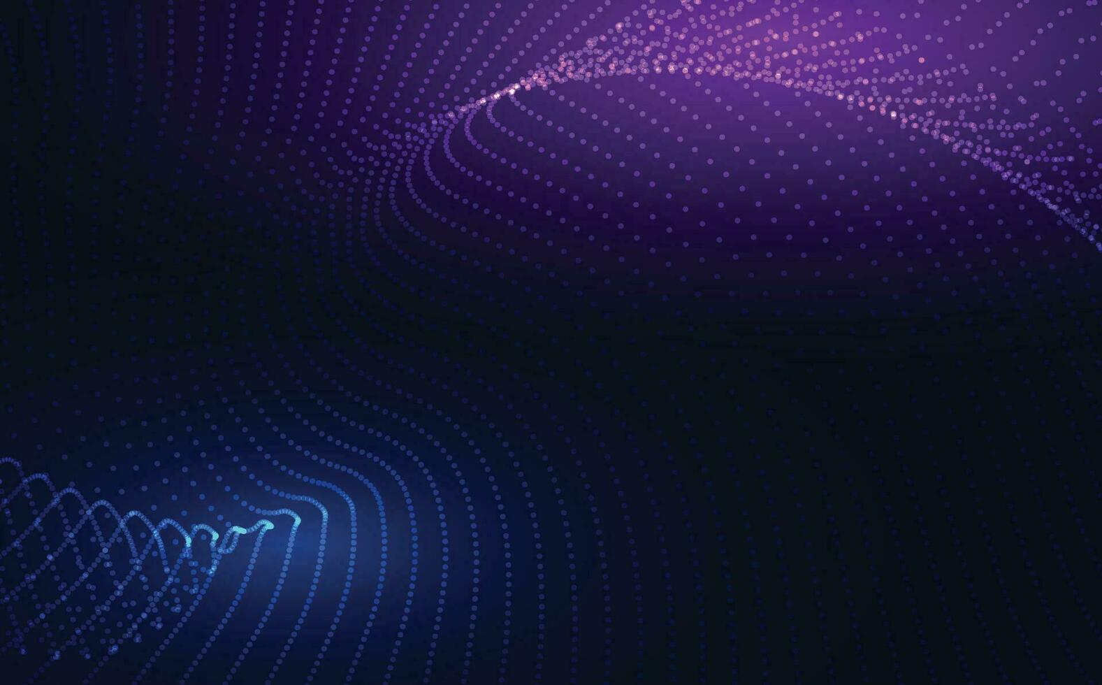 Dark abstract background with glowing wave. Shiny moving lines design element. Modern purple blue gradient flowing wave lines. Futuristic technology concept. Vector illustration