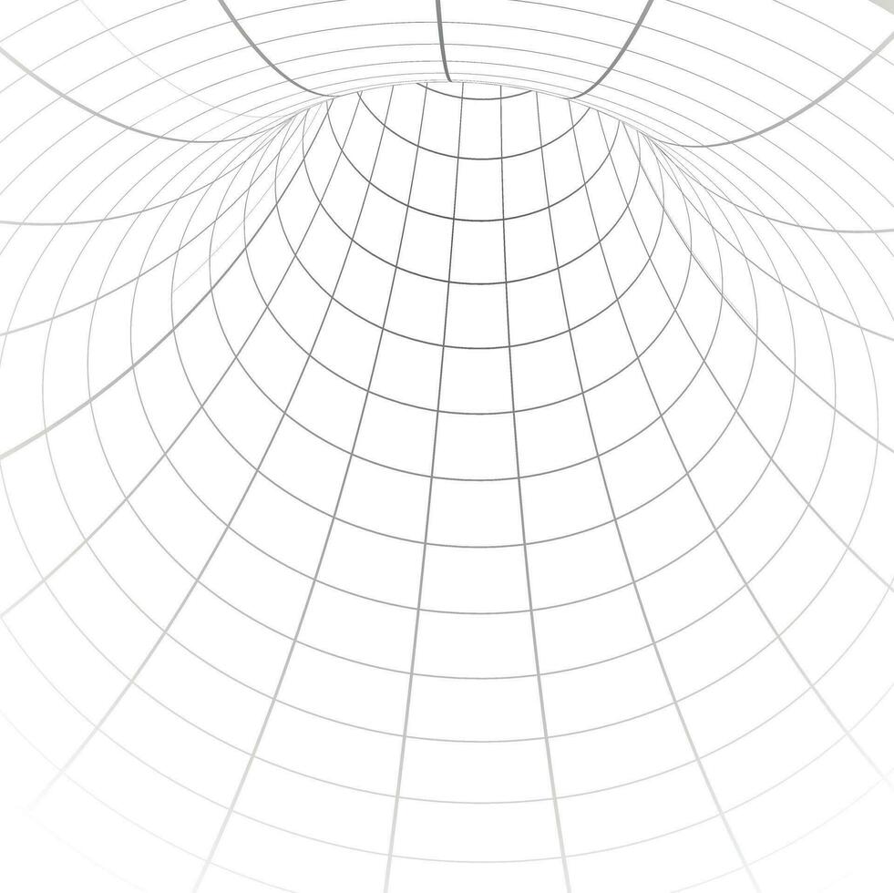 Curved perspective grid. Curved black lines on a white background. vector