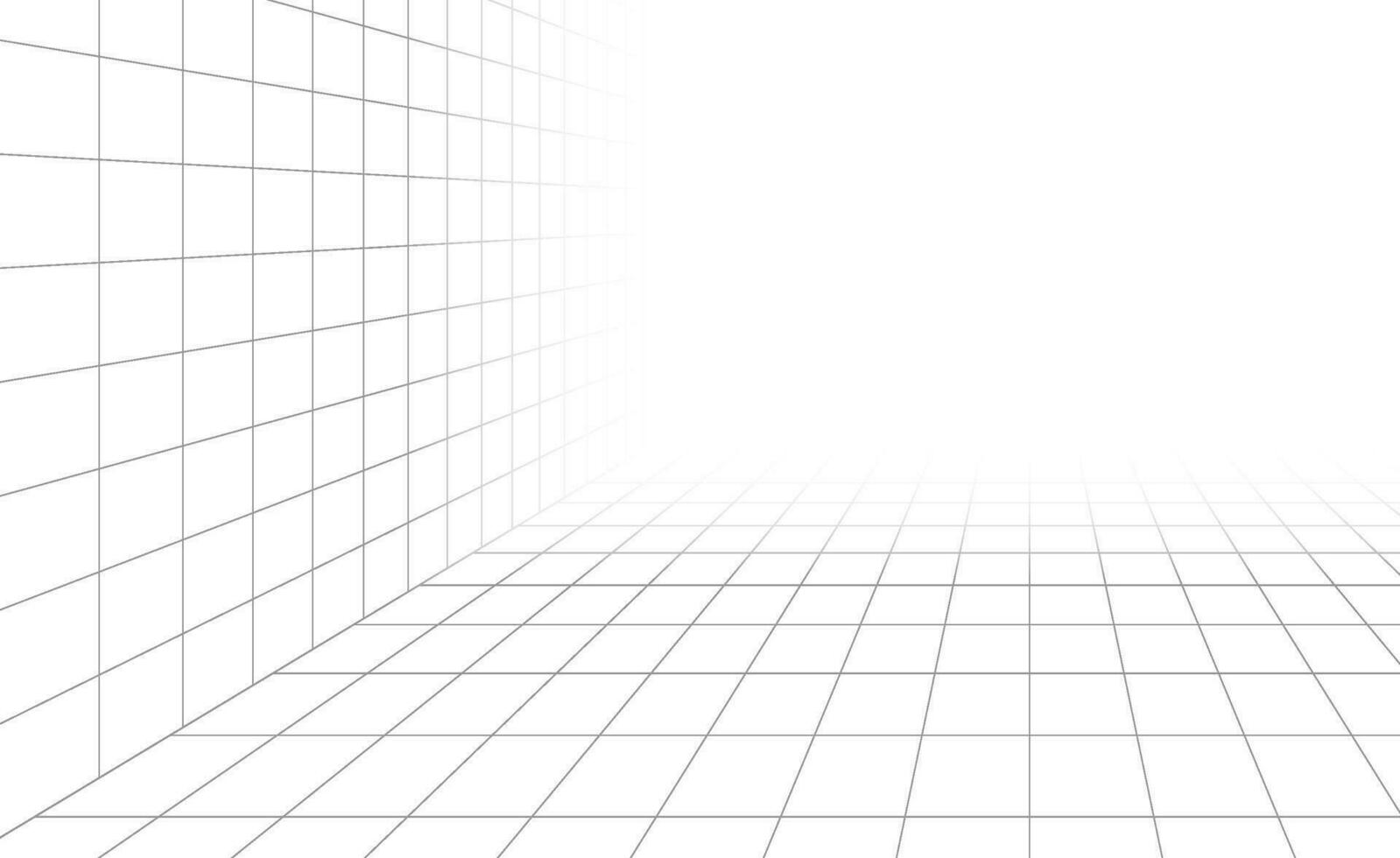 3d wireframe grid room. 3d perspective laser grid 16 9.. Cyberspace blue background with white mesh. Futuristic digital hallway space in virtual reality. Vector illustration.