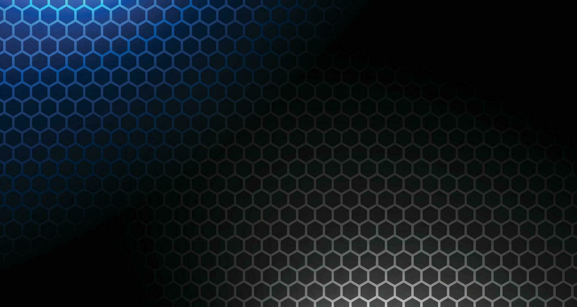 Abstract geometric blue lines on dark blue background with lighting effect. Modern technology futuristic digital patterns. Hexagon geometry structure. Vector illustration