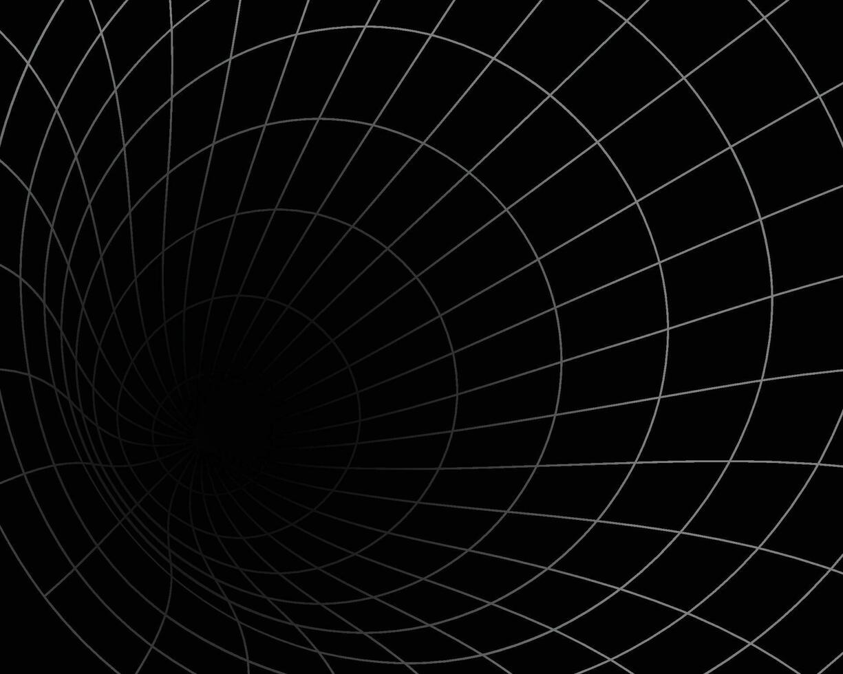 Curved perspective grid. Curved black lines on a white background. vector