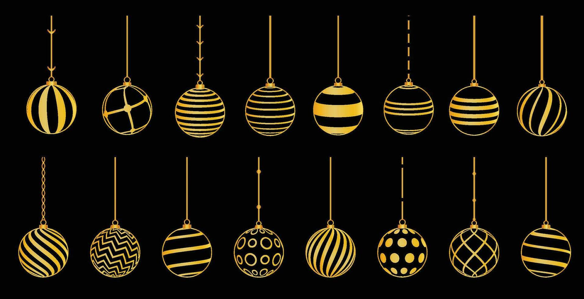 Different circle Christmas ball with ornament, doodle shape, hand draw line sketch. Toy for Christmas tree set. Vector illustration