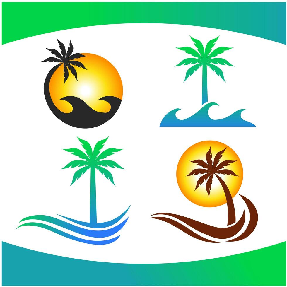 Palm Tree Wave Logo Bundle photo