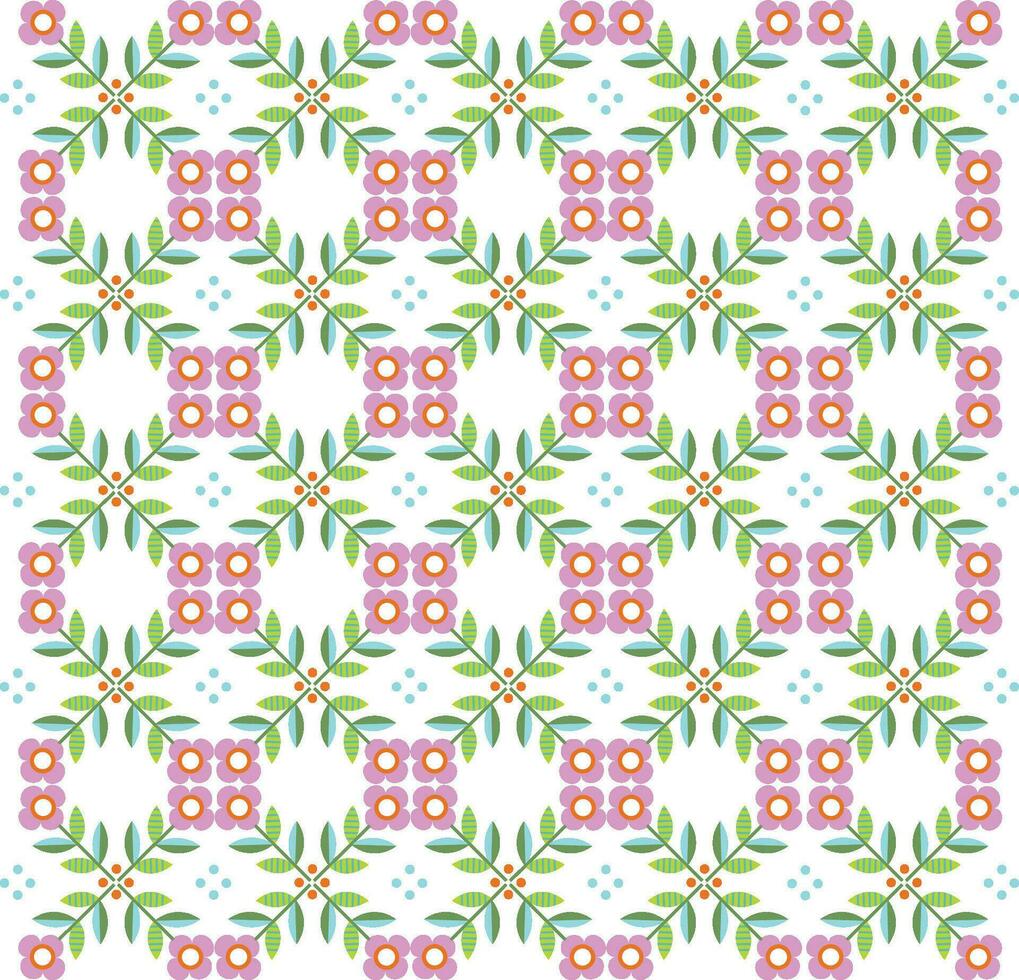 Pink Floral Folk Pattern vector