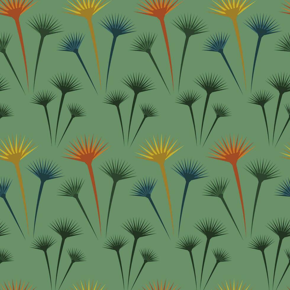 Ancient Egyptian themed vector seamless pattern with papyrus plants