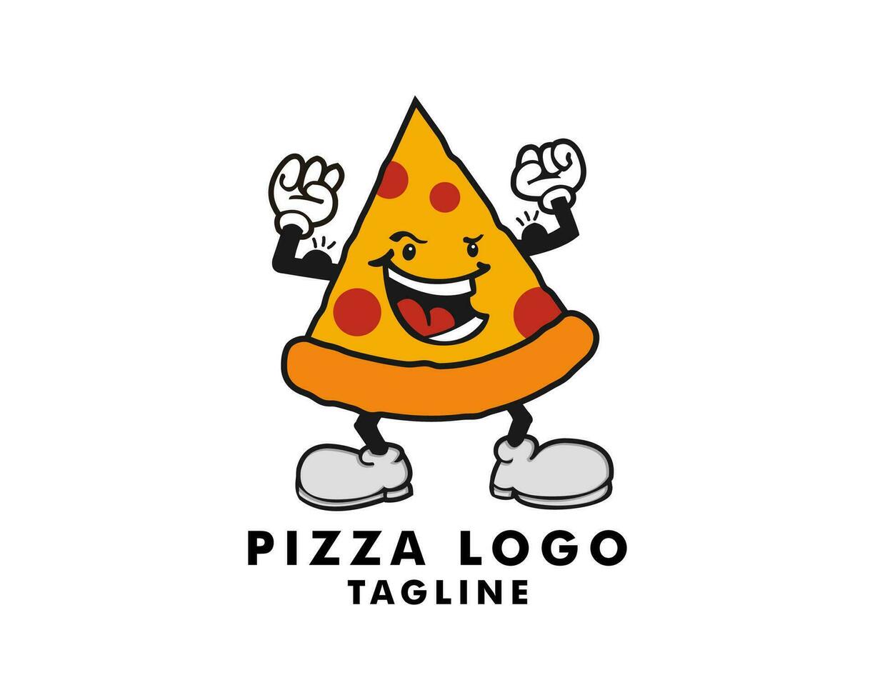 illustration of strong pizza. modern pizza mascot vector