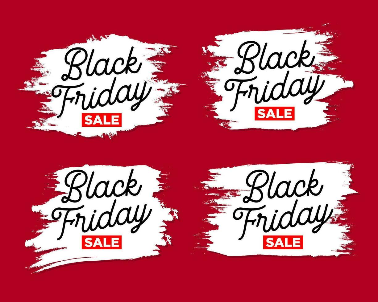 set of black friday banner with grunge shape vector