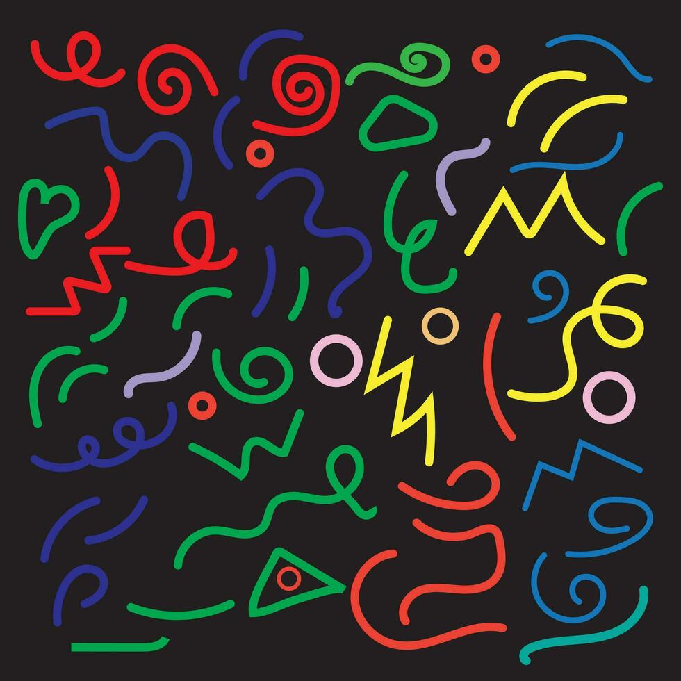 Fun colorful line doodle seamless pattern. Creative minimalist style art background for children or trendy design with basic shapes. Simple childish scribble backdrop.Print vector