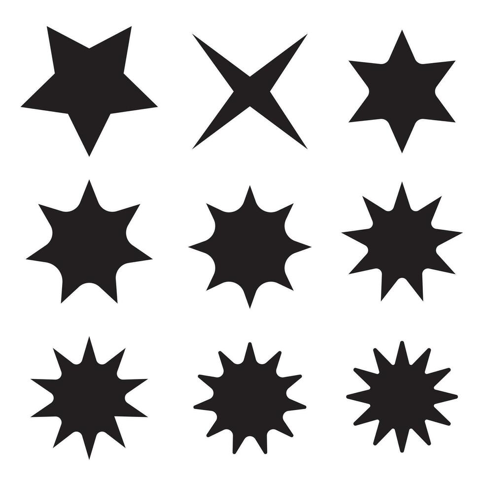 Star icons. Twinkling stars. Sparkles, shining burst. Christmas vector symbols isolated