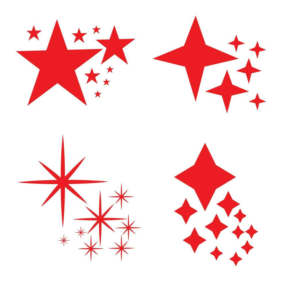 Star icons. Twinkling stars. Sparkles, shining burst. Christmas vector symbols isolated