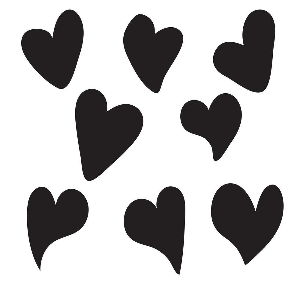 Heart Icons Set, hand drawn icons and illustrations for valentines and wedding vector