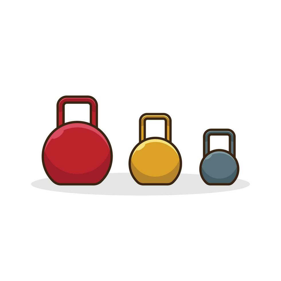 Set of gym kettlebells flat icon. Dumbbell, weight. Tool for sports and fitness. Sports equipment. vector