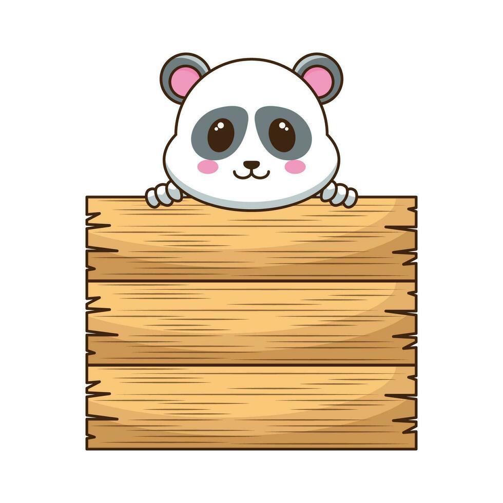 Cute Cartoon Panda holds a blank sign isolated on white background vector