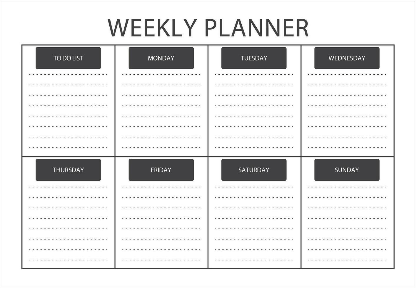 Minimalist Weekly planner printable template. Clear and simple ...