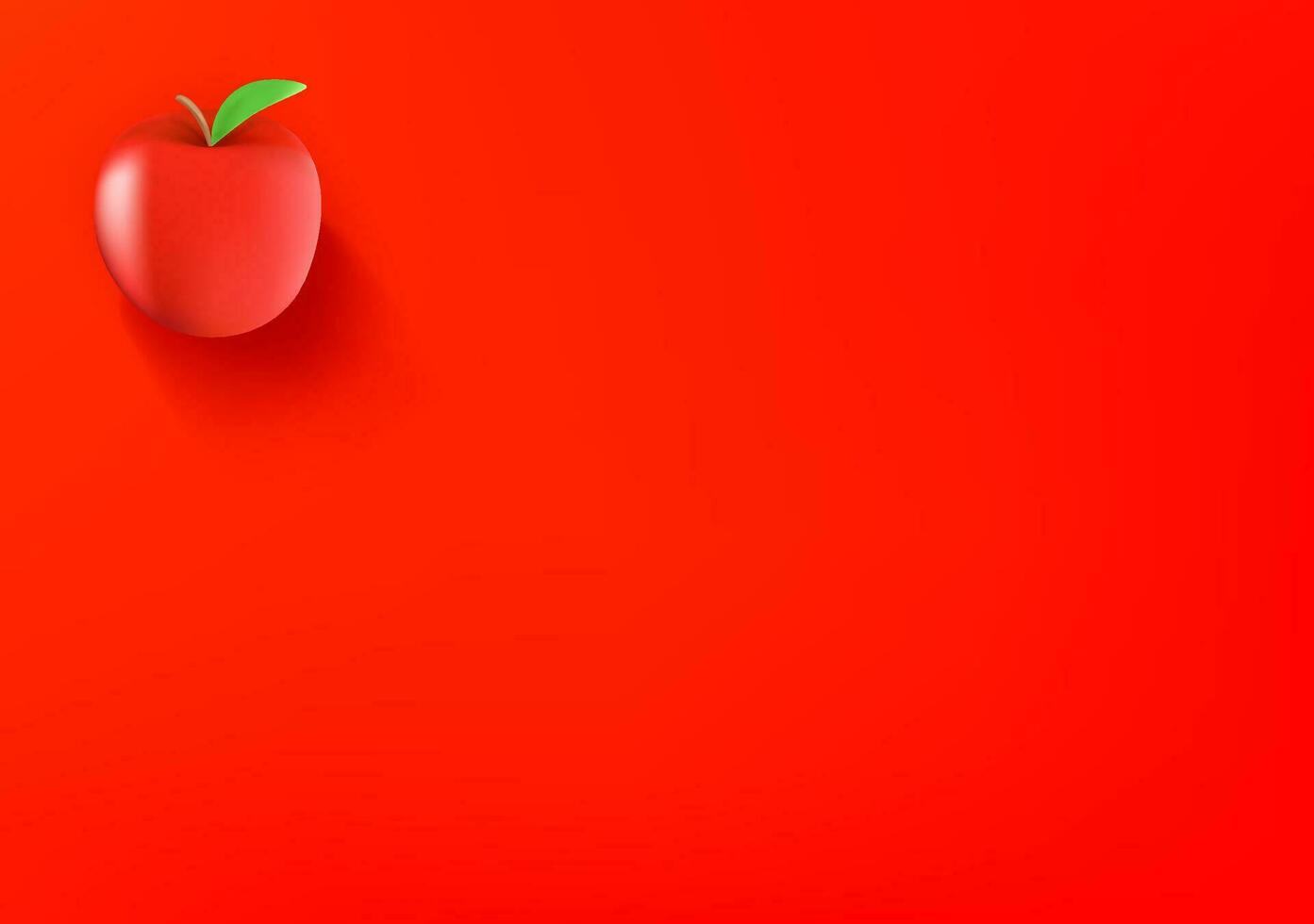 Vector wallpaper with red apple icon. 3d vector background with copy space