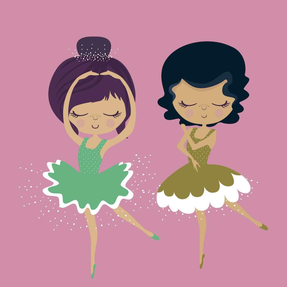The card with girls ballerinas vector